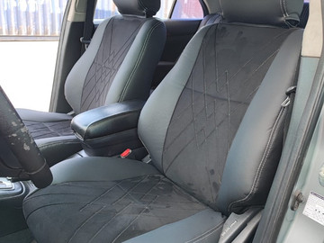 Чехлы комбинированные из экокожа и бархата на сидения Toyota Avensis (T250) 2 поколение, рестайлинг (06.2006 - 10.2008)